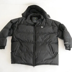 U.S. Polo Assn. Black Fleece Zip Up  Lined Removable Hood Puffer Winter Coat 3XL